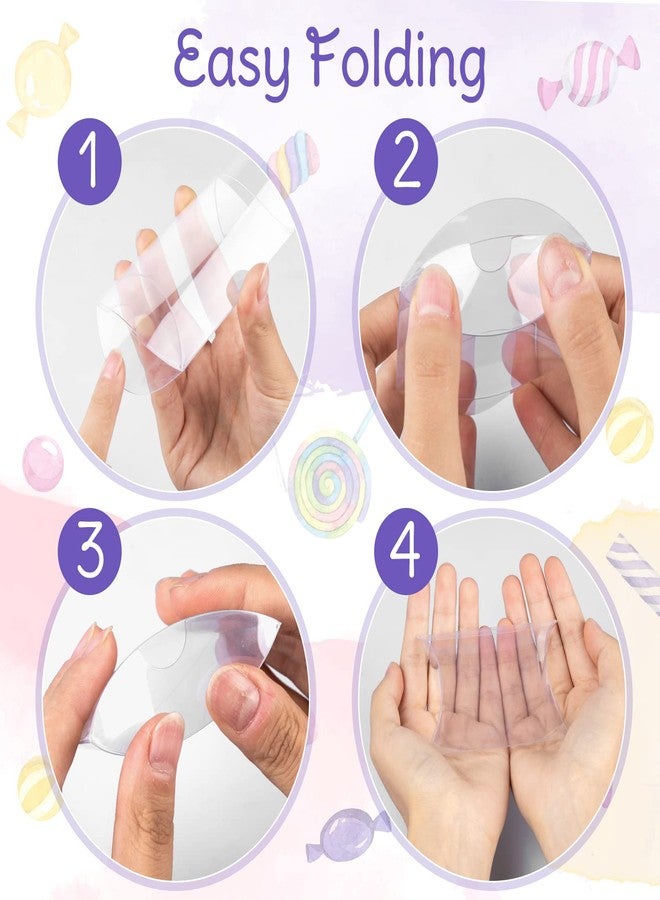 ISKYBOB 50 Pack Clear Plastic Pillow Boxes for Favors, Mini Pillow Gift Boxes for Candy Treats Transparent Packing Box 4x2 - Image 3